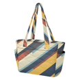 thumbnail image 2 of FORMRS Tote Bag for Women Quilted Large Capacity Travel Work Carry On Shoulder Handbag, Retro Colorful Stripes, 2 of 7