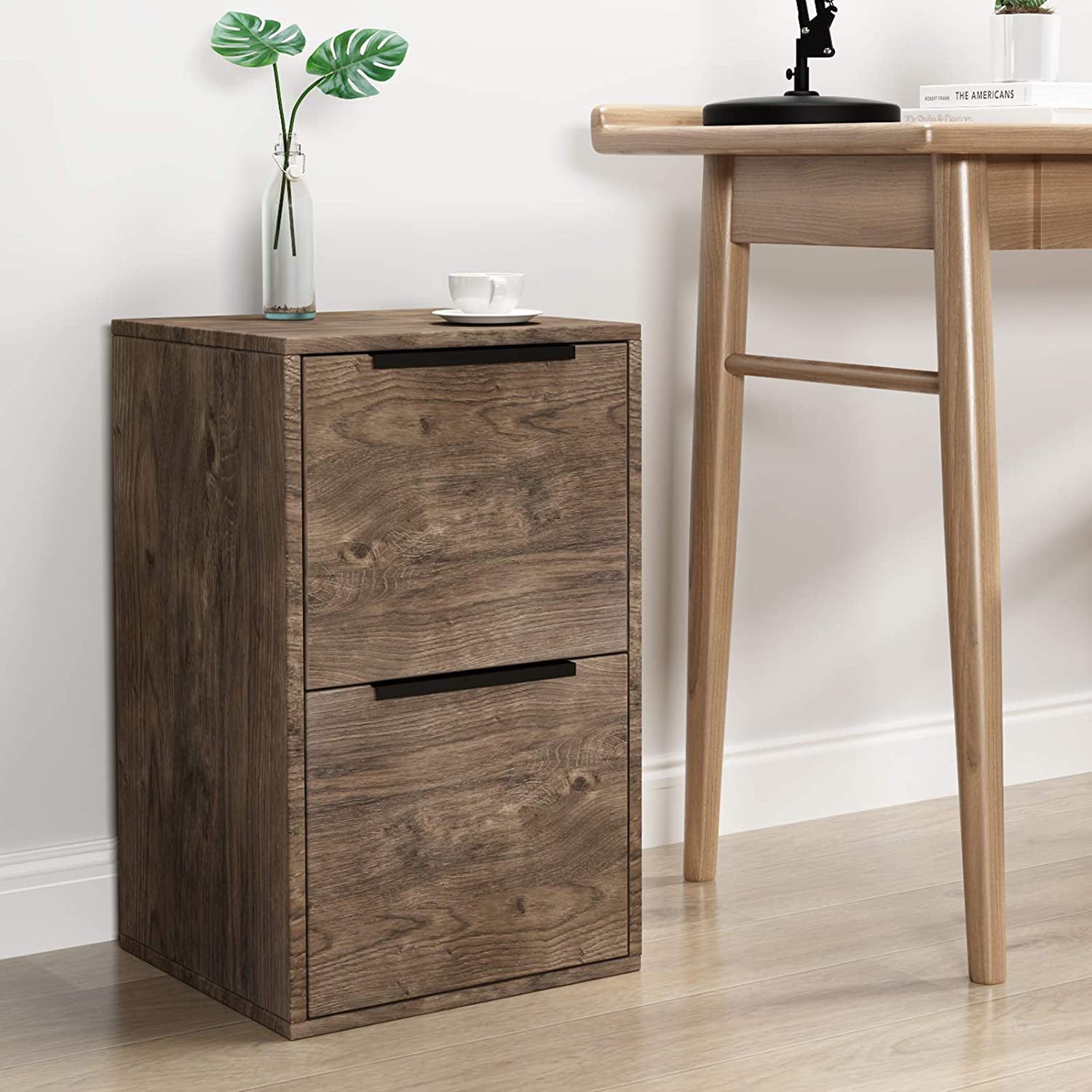 2 Drawer Wood File Cabinet Filing Office Storage Furniture Legal/Letter Size 