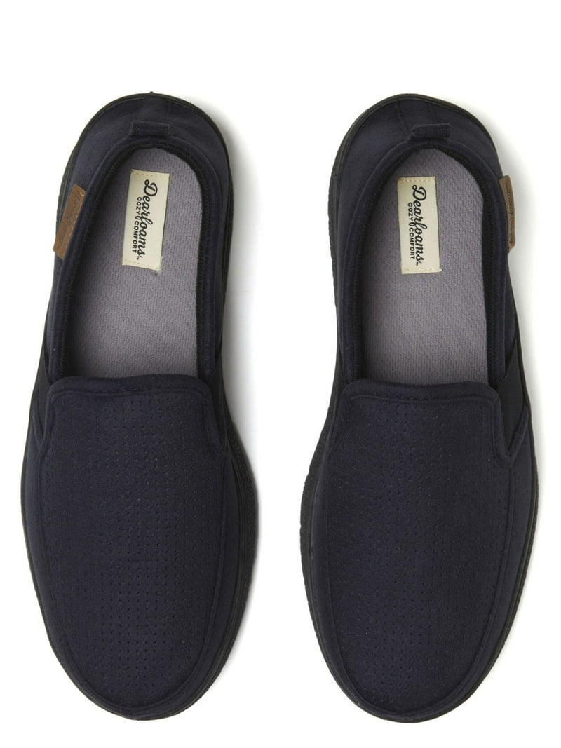 Dearfoams Cozy Comfort Men's Perforated Microsuede Moc Toe Closed