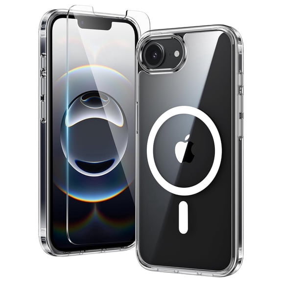 for iPhone 16e 17e Case with Screen Protector,Clear Magnetic Rugged Protection | Military Grade Slim Anti Yellowing Phone Cases | Shockproof Scratch-Resistant Transparent Phone Cover(Clear)