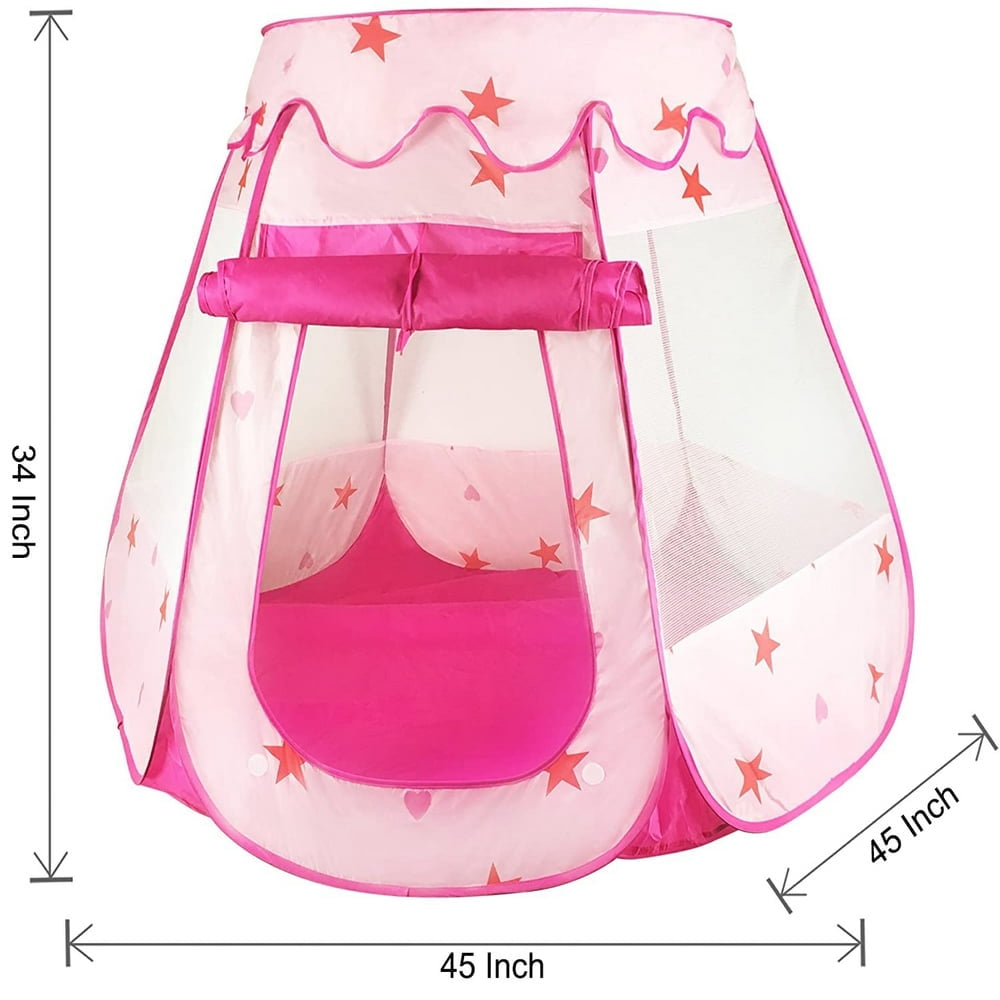 Amplov Tente de Jeu Pop-Up Princesse, Jouets Congelés pour Filles, Grande Maison de Jeu Château de Glace 53 Pouces x 41 Pouces Intérieur/extérieur avec Lumières LED et Sac de Transport, Cadeau Idéal