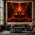 thumbnail image 6 of Flaming Throne in a Burning Hall, Dramatic Gothic Art for Dark Fantasy Fans, Underworld Decor, Halloween Gift, Tapestry Wall Hanging for Bedroom, Gaming Room and Den, 6 of 7