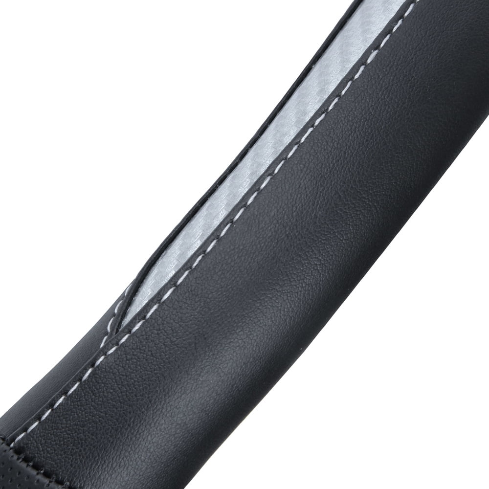UltraSport Steering Wheel Cover Perforated Microfiber Leather with Carbon Fiber Detail /& Contrast Stitching Black w//Red Stitching
