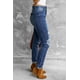 thumbnail image 1 of ABPHQTO Jeans de cintura alta con pierna recta y estampado de margaritas azules para mujer, 1 of 5