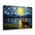 thumbnail image 2 of Póster de lienzo con un pequeño barco navegando por un río tranquilo por la noche, decoración de dormitorio, paisaje deportivo, decoración de oficina, regalo, estilo marco, 20 x 30 cm, 2 of 8