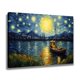 thumbnail image 2 of Póster de lienzo con un pequeño barco navegando por un río tranquilo por la noche, decoración de dormitorio, paisaje deportivo, decoración de oficina, regalo, estilo marco, 20 x 30 cm, 2 of 8