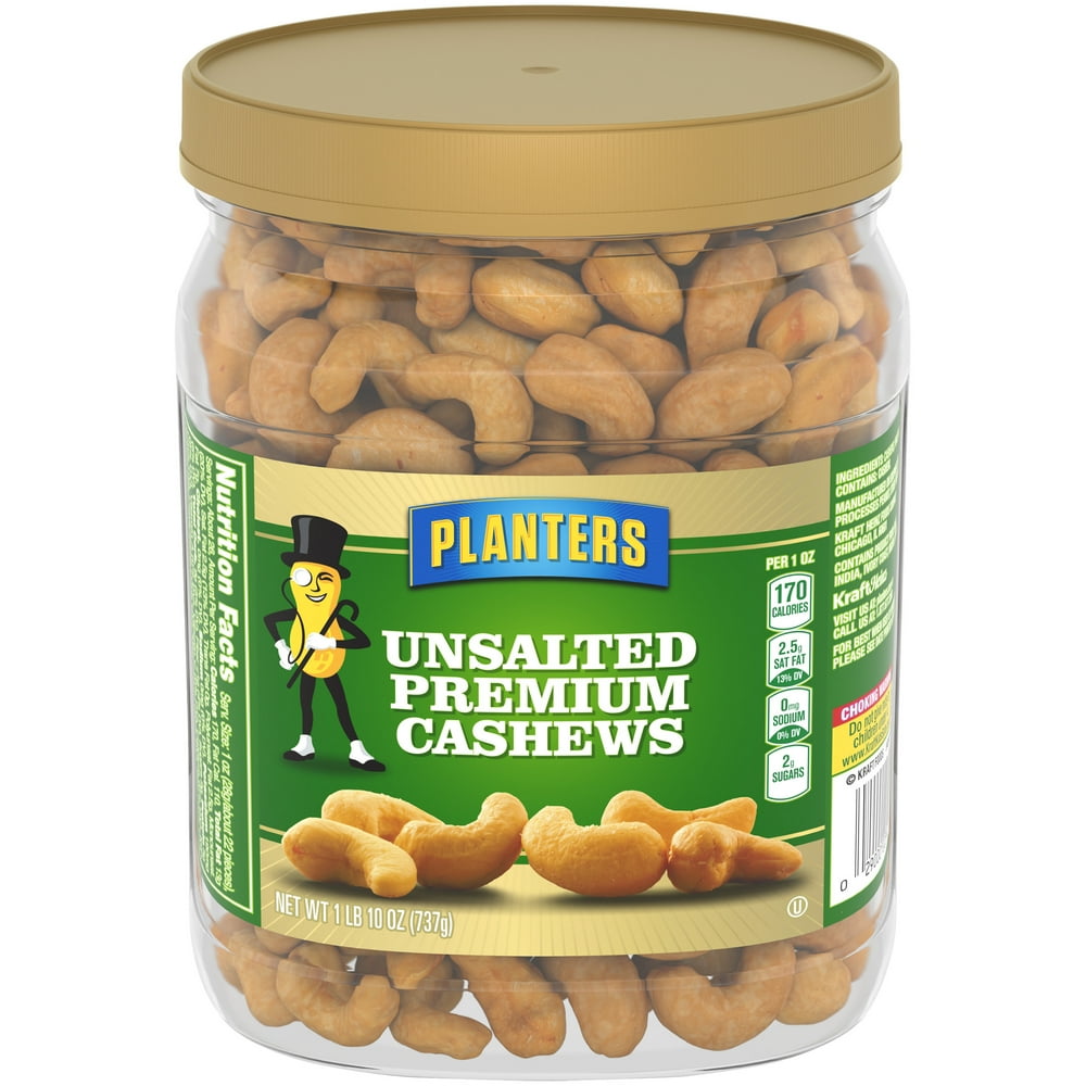 Planters Unsalted Premium Cashews, 1.63 lb Container