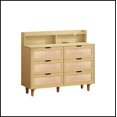 thumbnail image 6 of 43.31"6-Drawers Rattan Storage Cabinet Rattan Drawer with LED Lights and Power Outlet,for Bedroom,Living Room,Natural, 6 of 9