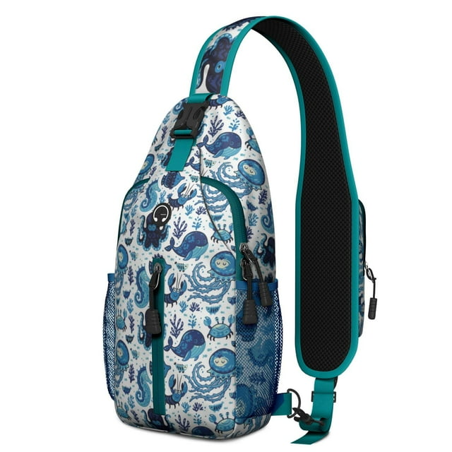 Cute Cartoon Axolotl Sling Bag with Adorable Kawaii Fantasy Creature Print, Lightweight Crossbody Backpack, Adjustable Strap, Durable for Outdoor and Daily Use