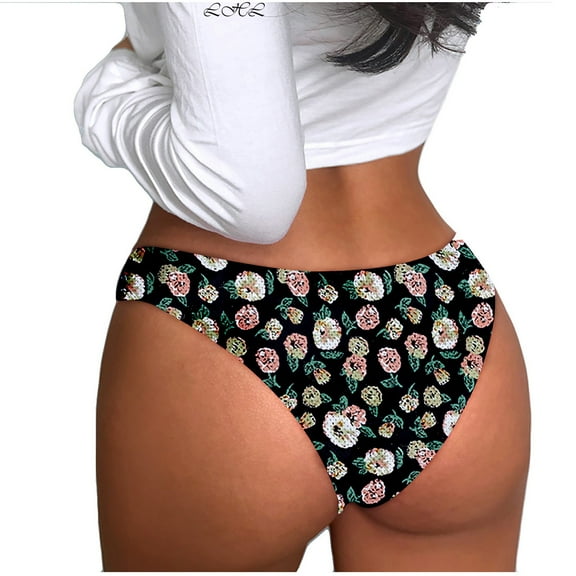 Bigersell Period Underwear for Women Plus Size Clearance Padded Underwear Women Boyshort Thongs Panty Style P-813 Cotton Plus Size Panties Ladies Thongs Briefs Mid Waist Women Cheeky Panties Black XL