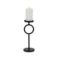 thumbnail image 2 of Sagebrook Home Modern Metal Candle Holder Contemporary Black Iron Narrow Round Candle Holder, 2 of 9
