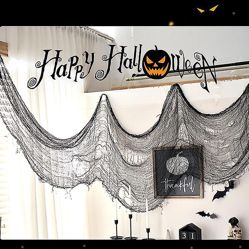 Tela Decorativa De Halloween Negra De 900x200 Cm - ¡Ideal Para Cubrir Ventanas, Mesas O Puertas!