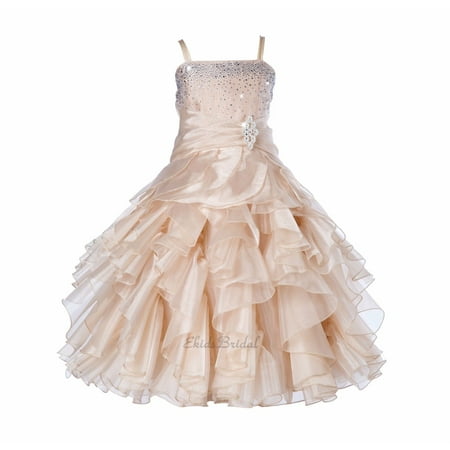 

Ekidsbridal Wedding Satin Ruffles Organza Flower girl dress Elegant Pageant Birthday New 164S