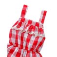 thumbnail image 4 of Puloru Baby Plaid Print Short Romper, Sleeveless Square Collar Sling Jumpsuit, 4 of 9