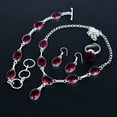 thumbnail image 3 of Mozambique Garnet 925 Sterling Silver Oval Gemstone Handmade Jewelry Set VJ 193, 3 of 4