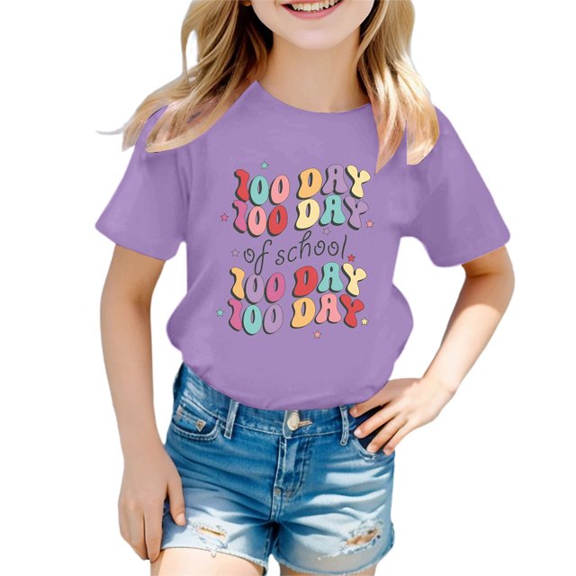 Icvfdpl T-Shirts pour Adolescentes, Garçons, Col Rond, Manches Courtes, T-Shirt Doux pour la Peau, Vacances 10-11 Ans