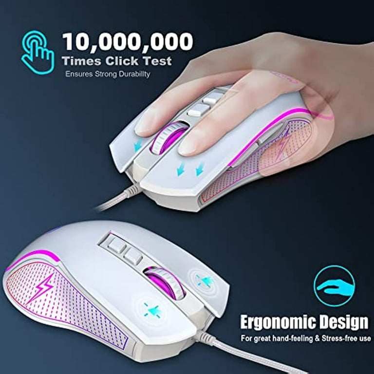 X100 Gaming Mouse Wired,Ergonomic PC Gaming Mice with 7 Colors LED 