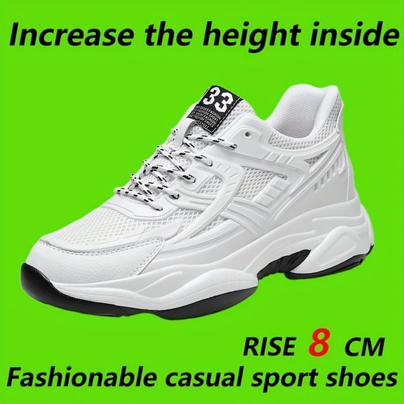 Men's & Tall Lift Sneakers with 3.15inch Thick Platform - Breathable - Height Increase Shoes, for, Gym, - Heavy-Duty Sole & Casual Athletic Wear Low-Top Round Toe