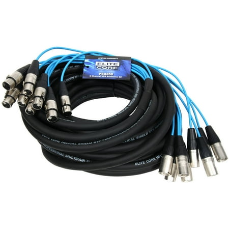 Elite Core 10' ft Extension Snake 8 Channel Fan To Fan XLR PEX810 LIFETIME WARRANTY
