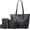 Black, variant on Women Fashion Handbags PU Leather Tote Bag Shoulder Bag Top Handle Satchel Purse Set 4pcs