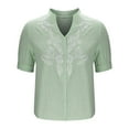 thumbnail image 5 of VBVC No Boundarie Women's Embroidered Blouse,Womens V Neck Short Sleeve Shirts,Plus Size Going Out Tops For Women,*Green,Size XXL, 5 of 7