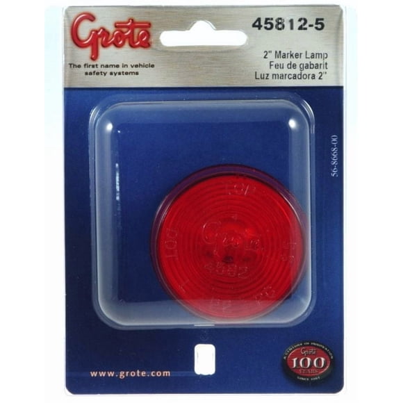 Grote Industries Clearance Light 45812-5 Incandescent; Round; 2-1/2 Inch Diameter x 3/4 Inch Height; Red Lens; White Polycarbonate Housing; With Retail Pack