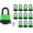 GREEN 40mm*12, variant on Colored Padlocks, Red-Covered Laminated Steel Lock, Same Color with Same Key, Keyed Alike Outdoor Locks, Can Be as Lockout Tagout Lock, Pack of 12