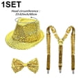 thumbnail image 7 of Slccxzc Sequin Fedora Hat Set with Suspenders & Bow Tie, Sparkly Party Costume Accessories for Men Women, 7 of 7