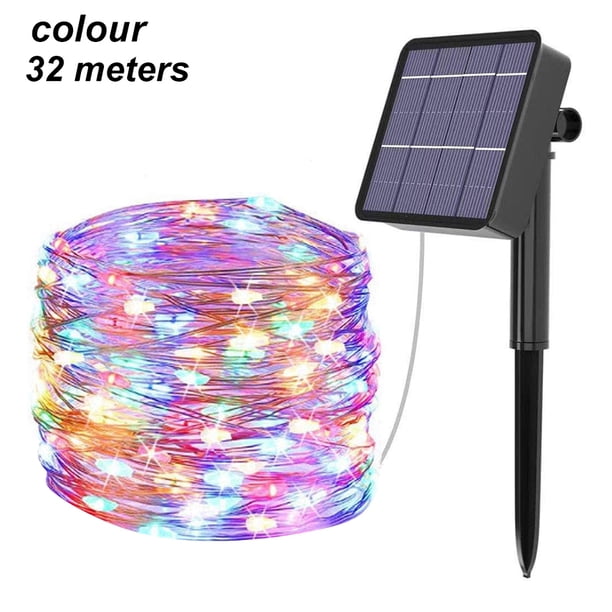 Cadena de luz para jardín, energía solar, alambre de cobre, cadena de luz para jardín, IP55, cadena de lámpara de decoración impermeable, colorida kenally HA004920-03B