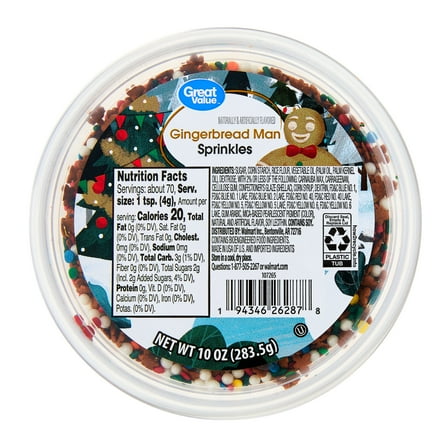 Great Value Gingerbread Man Sprinkles, 10 oz