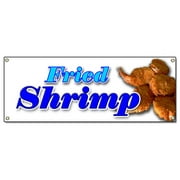 FRIED SHRIMP BANNER SIGN fry shrimps deep seafood pink gulf cocktail shell fish shellfish tiger signs