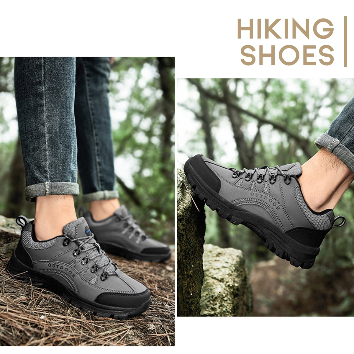 AUXDIQ Hiking Shoes Mens Waterproof Mountain Trekking Shoes Men Breathable Walking Shoes Outdoor Sports Running Camping Climbing