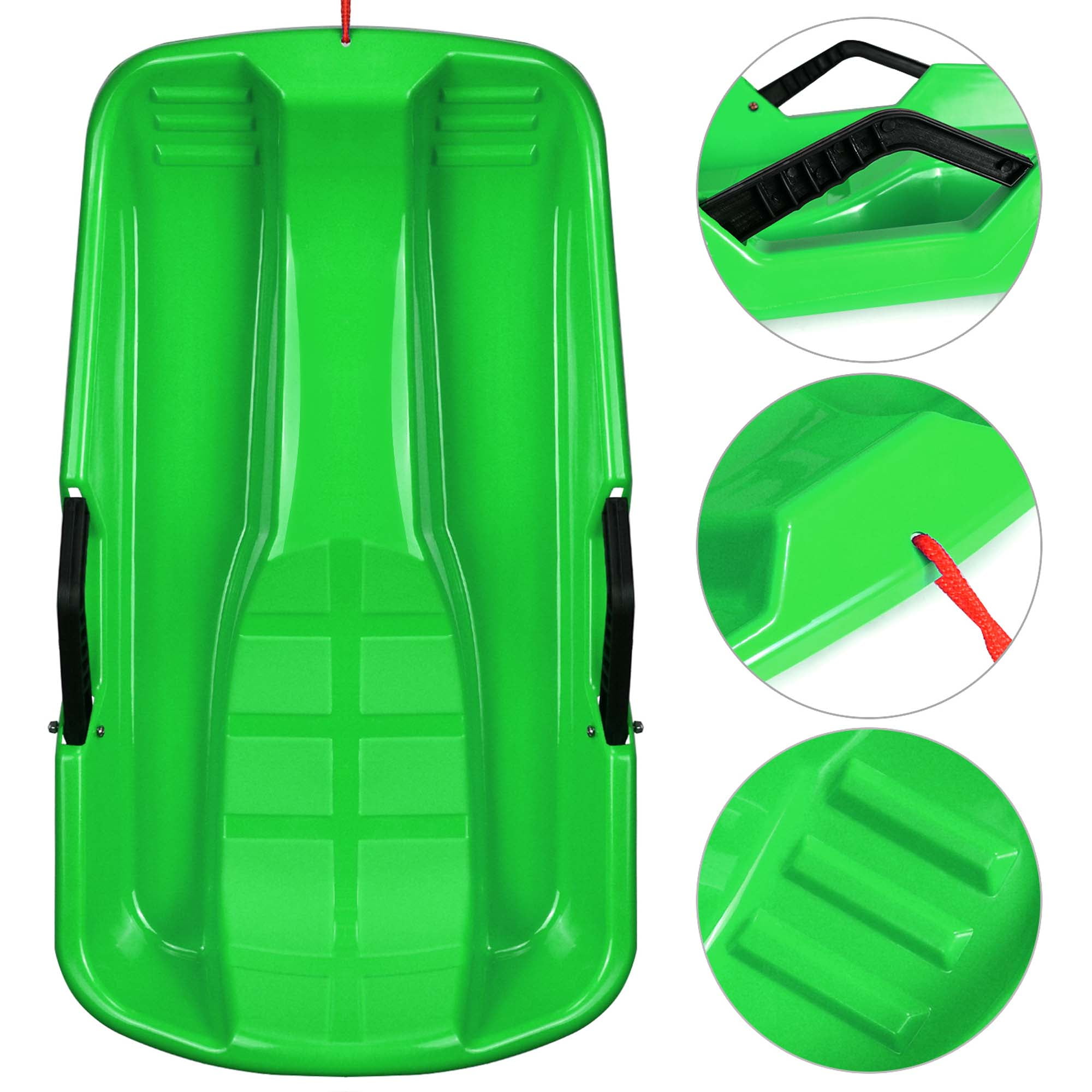 IMAGE Winter Plastic Snow Sled Boat with Integrated Brake HandleGreen