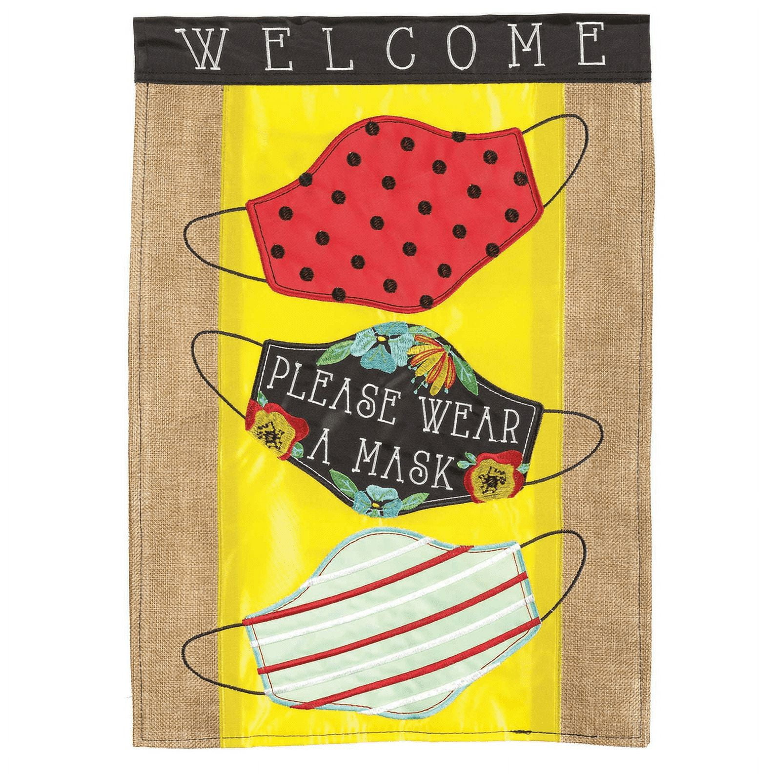 Magnolia Gardens M011456 13 x 18 in. Please Wear A Mask Double Applique Garden Flag