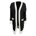 thumbnail image 5 of VISALY Long Cardigans Cardigan with Pockets Fall Cable Knit Cardigan Sweaters Casual Long Sleeve Open Front Loose Outerwear Coats Chunky Cardigan Sweaters Plus Size Cardigan Lightweight Black Xl, 5 of 5
