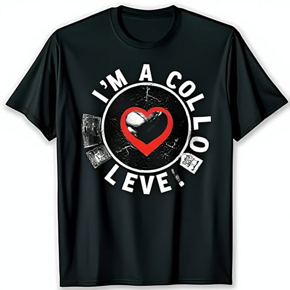 Trendy Black T-Shirt with I m a College Level Graphic & Heart Design