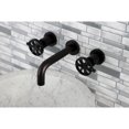 thumbnail image 2 of Kingston Brass KS8120RX Belknap Double-Handle 3-Hole Wall Mount Bathroom Faucet in Matte Black, 2 of 8
