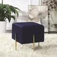 thumbnail image 2 of Coaster Pouf Velours Contemporain en Bleu et Laiton, 2 of 4