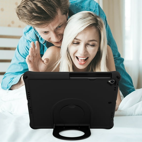TECH CIRCLE Case for Apple (10.2-inch) iPad (9th/8th/7th Generation) (2021/2020/2019) - Lightweight Plastic Kickstand Case Portable Handle Protective Cover for Kids (Black)