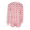 thumbnail image 2 of Michellecmm Women Long Sleeve Pajama Set, Heart Print V-neck Button Closure T-shirt with Shorts Sleepwear Loungewear, 2 of 7