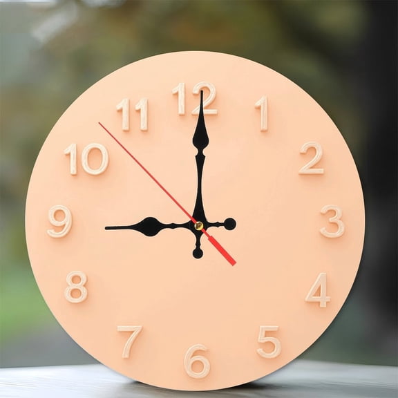 Peach Wall Clock Modern Home Decor 10-Inch Silent Wooden Wall Clock, Battery Operated (AA Batteries Not Included), Artistic Home Decor