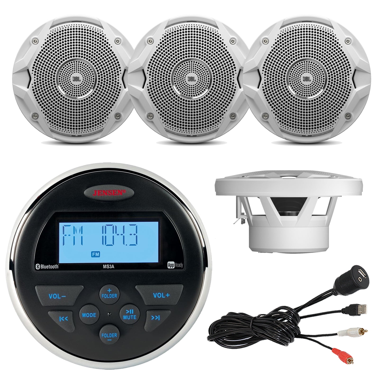 Jensen MS3ARTL Gauge Style Marine Yacht ATV Motorcycle Waterproof