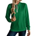 thumbnail image 4 of LEBONYARD Women's Trendy Half Zipper Crew Neck Small Dough Twists Solid Colored Tops Casual Loose Warm Fit Long Sleeve Round Neck Winter Sweaters, 4 of 9