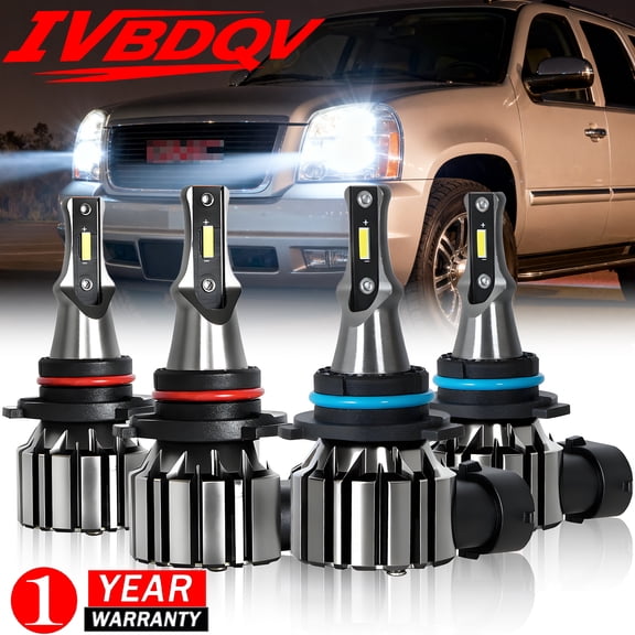 For 1993 1994 1995 1996 1997 1998 1999 GMC Yukon 9005 9006 LED Headlight Light Bulbs Kit 4x