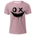 thumbnail image 4 of Dagegui Men's Smile Face Graphic T-Shirt Soft Comfy Crewneck Short Sleeve Casual Tee Summer Loose Fit Shirts Streetwear Tops Pink XL, 4 of 4