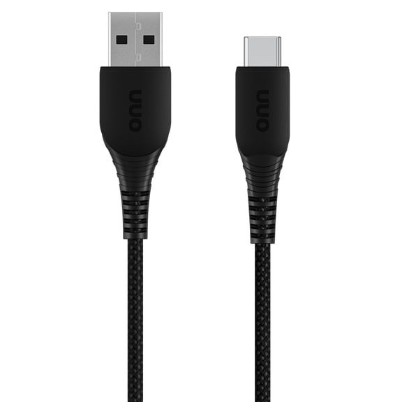 onn 6ft USB-C to USB Braided Charging Cable, USB-IF Certified, Black - Compatible with Latest iPhone, Samsung Galaxy, Note, Pixel Devices, iPad Pro