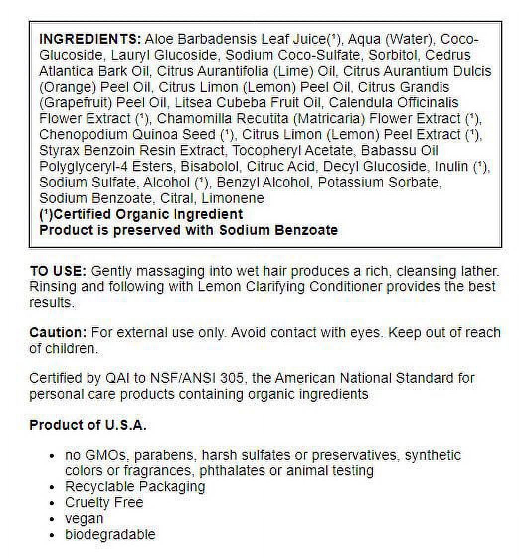 Avalon Organics Clarifying Shampoo, Lemon, 11 oz - image 2 of 2