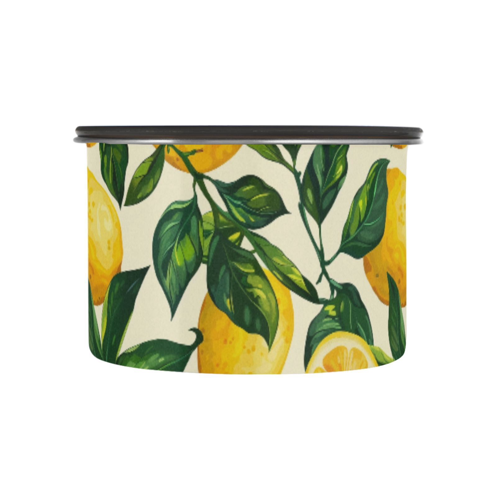 Lemon Leaves Airtight Coffee Bean Canister 30oz Food Storage Containers with Lids For Gournd, Tea, Sugar, Flour, Rice, Cereal, Candy Cookie Jar