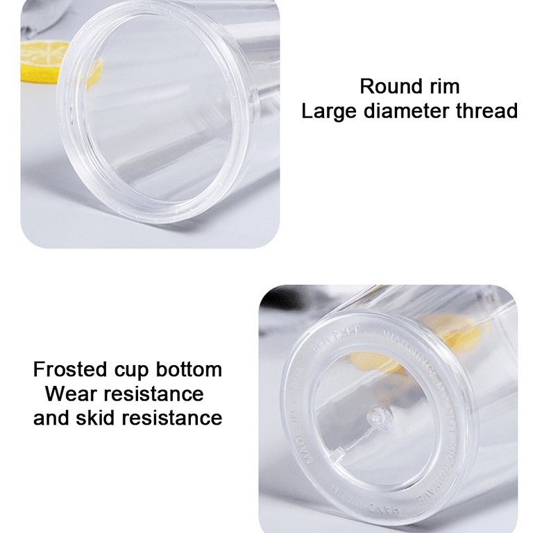 Reusable Iced Coffee Cup (16 Oz/grande), Leak Proof and Double Wall Insulated Iced Coffee Tumbler, Come with Reusable Plastic and Metal Straws and Str