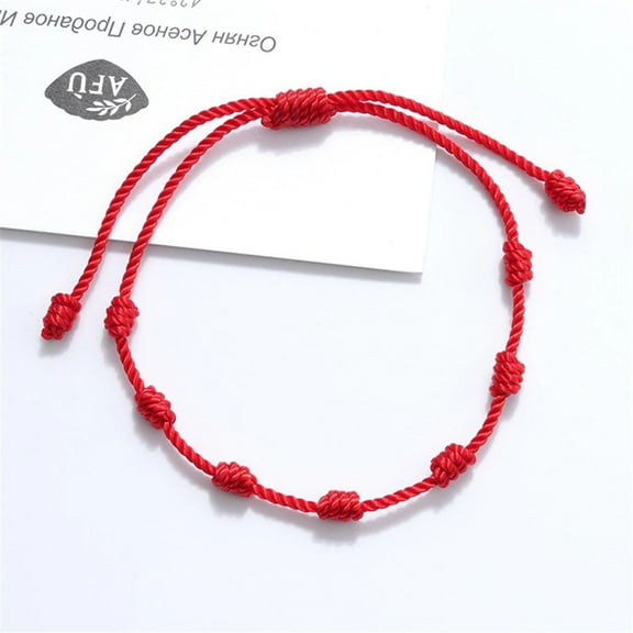 Red String Bracelet Set - 7 Knots Lucky Bracelet for Protection, Love & Positive Energy, Adjustable Friendship Bracelet Gift for Women Men (2 Pack)